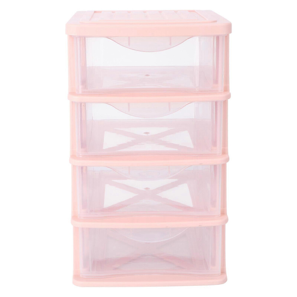 Kricely (, One Size) 1Pc Desktop Storage Box Drawer Type Sundries Holder Transparent Cosmetic Box Pink