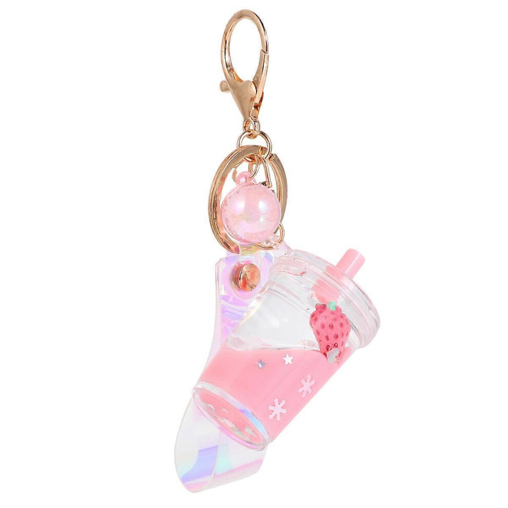 Kricely (, One Size) 1Pc Lovely Fruit Liquid Quicksand Keychain Acrylic Keyring Bag Ornament Pink