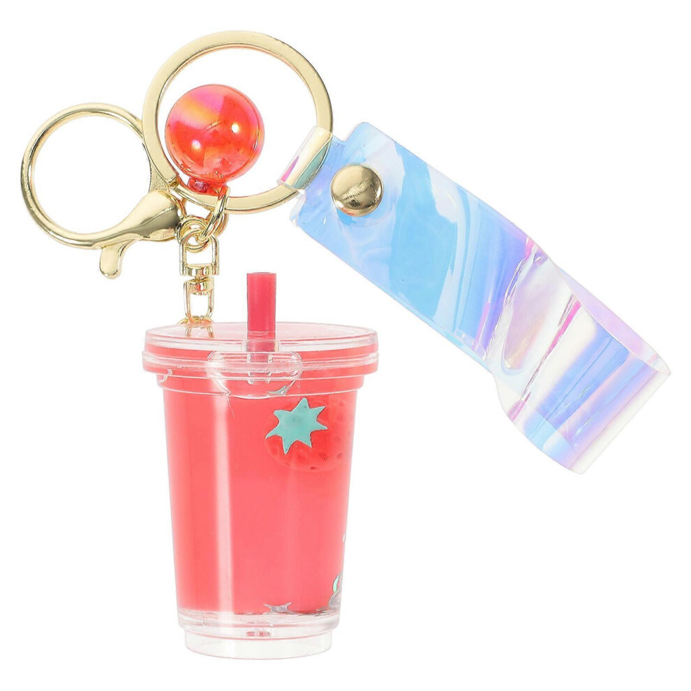 Kricely (, One Size) 1Pc Lovely Fruit Liquid Quicksand Keychain Acrylic Keyring Bag Ornament Red