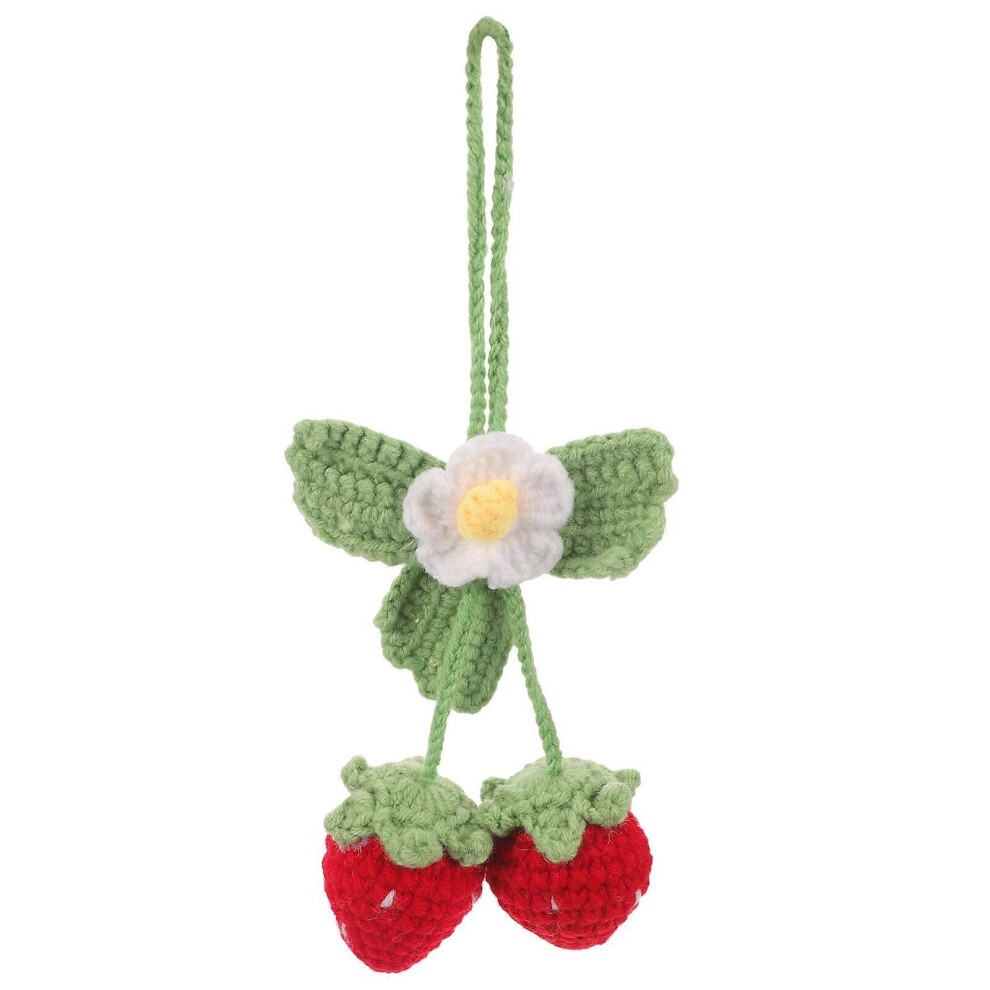 Kricely (As Show, One Size) Knitted Strawberry Craft Knitting Strawberry Pendant Knitted Strawberry For Keychain Bag