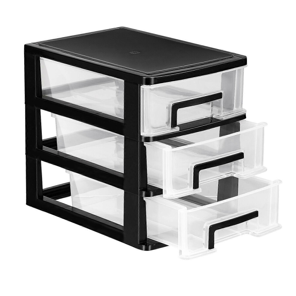 Kricely (As Show, One Size) Vosarea Clear Desktop Drawer Three-Layer Storage Cabinet Storage Organizer Rack