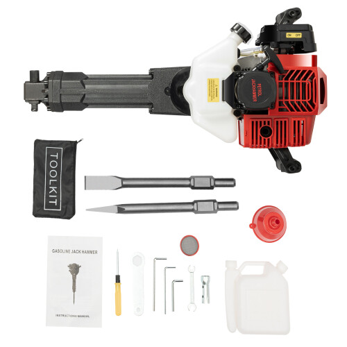 52cc 2-Stroke Jackhammer Handheld Rock Concrete Breaker Drill+2 Chisel 1
