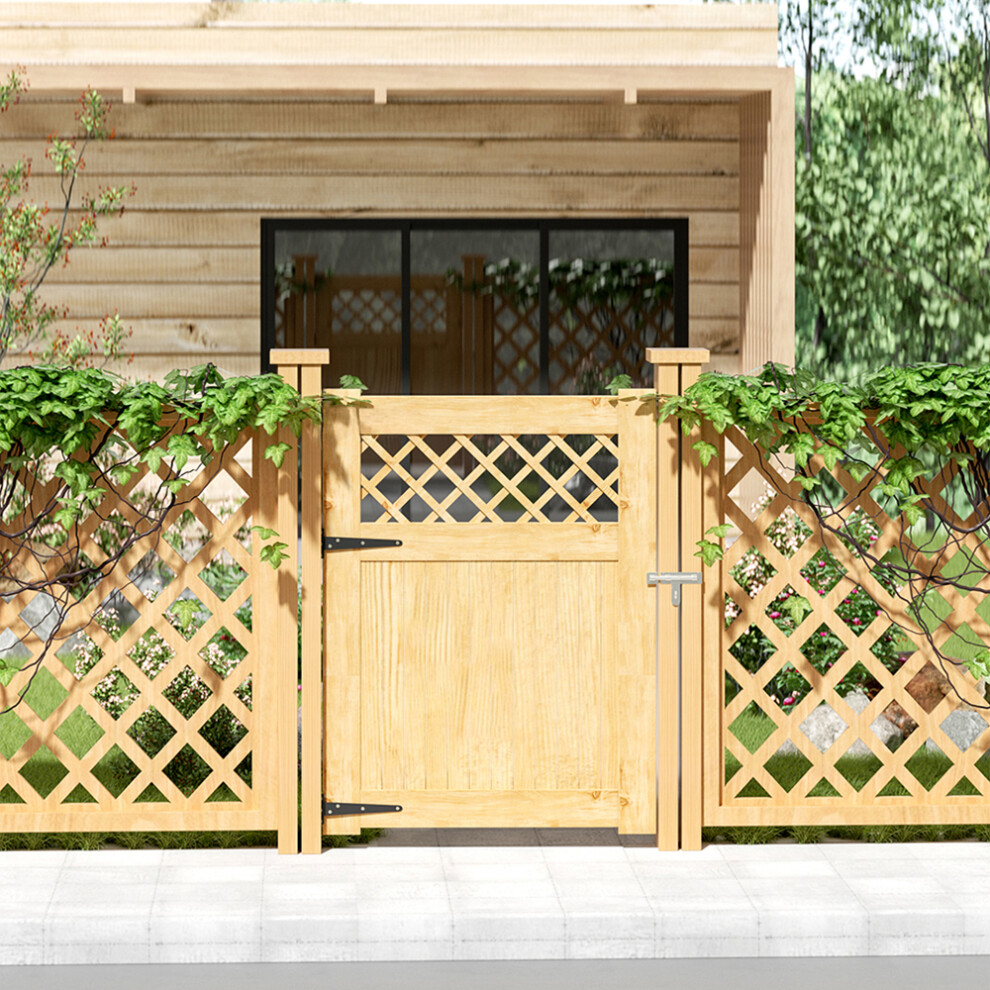 Rhombus Garden Wood Gate with Latch and Hardware Kit H 120 cm x W 90 cm