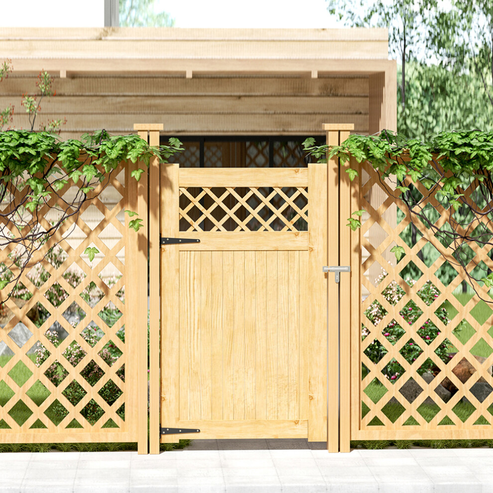 Garden Gate Outdoor Door Wooden Fence Gate with Latch 90cm W x 150cm H