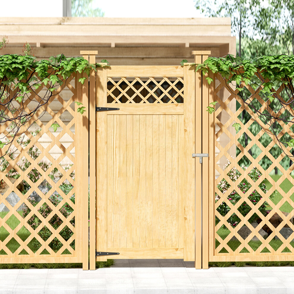 Garden Gate Outdoor Door Wooden Fence Gate with Latch H 180 cm
