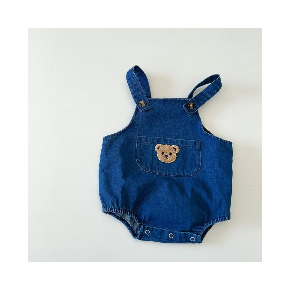 (Denim Overalls,90cm)Tenue salopette en jean tendance bébé garçon avec tissu coton doux et imprimés dessin animé