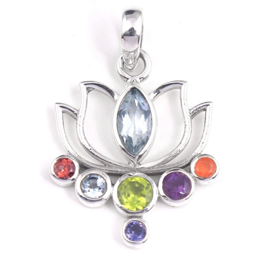 Chakra Pendant Reiki Pendant Faceted 7 Stone Lotus Pendant Ap6337