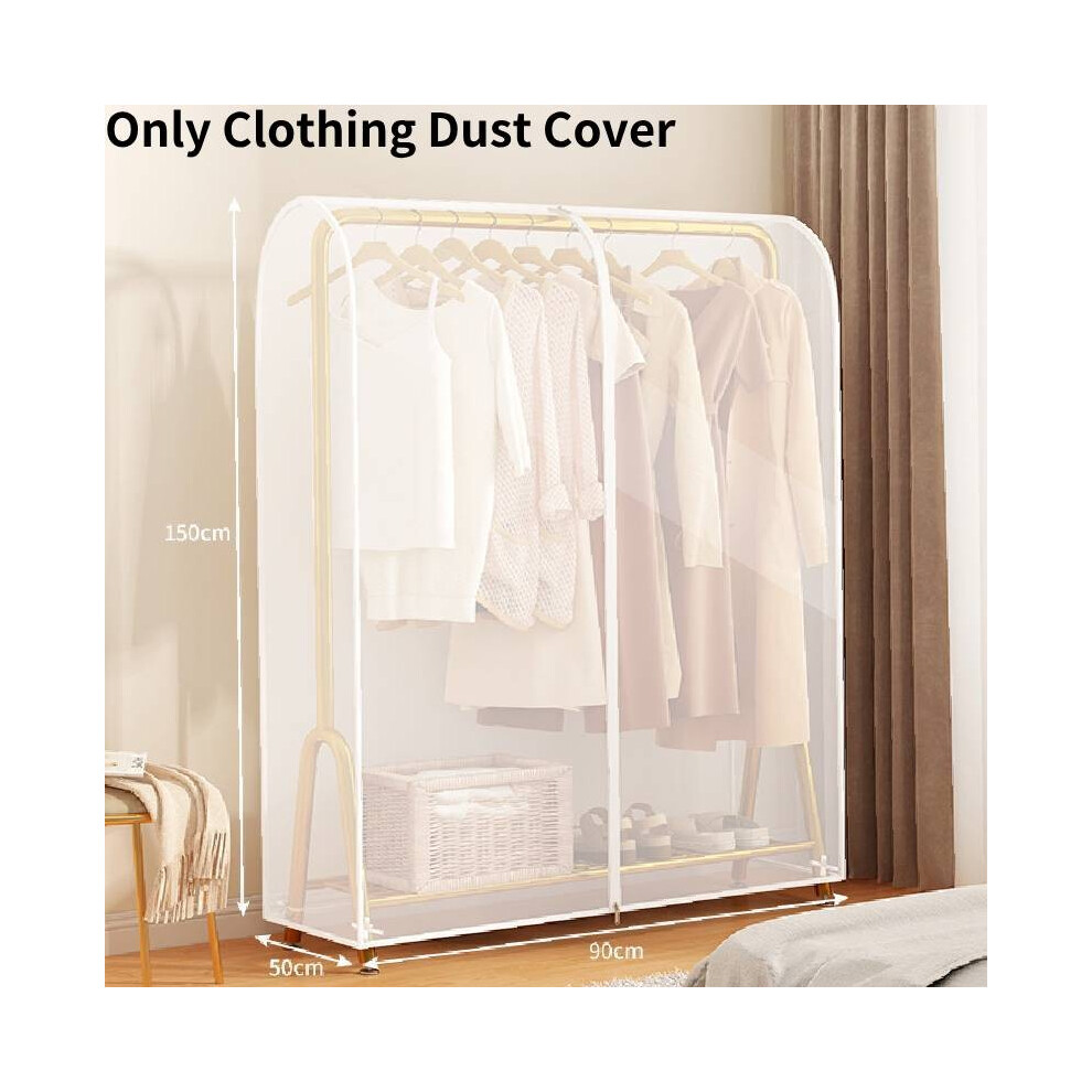 (90*50*150cm/35.43*19.69*59.06in)Porte-vêtements transparent housse porte-manteau protection interrupteur zippé 4 tailles