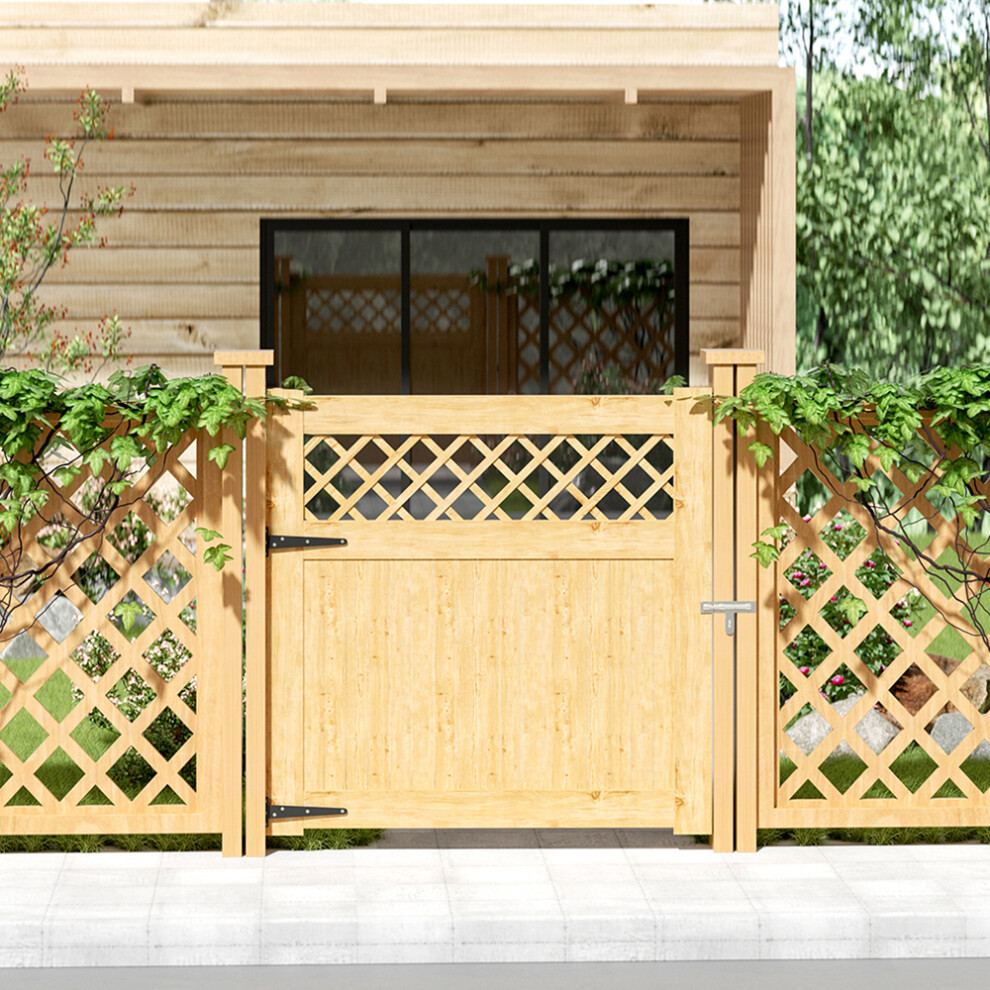 Rhombus Garden Wood Gate with Latch and Hardware Kit H 120 cm x W 120 cm