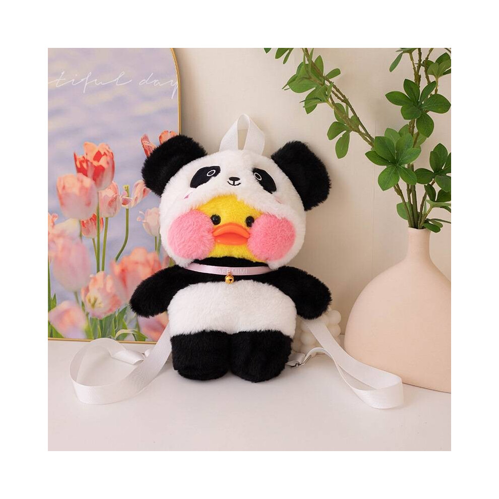 (Black)Sac à dos canard sac en peluche mode mignon dessin animé fille anniversaire vacances cadeaux