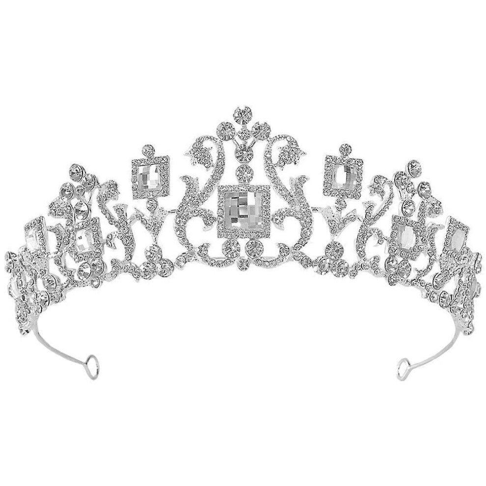 Kricely (As Show, One Size) Wedding Party Headband Bride Crown Headpiece Exquisite Rhinestone Decoration Crown For Girls