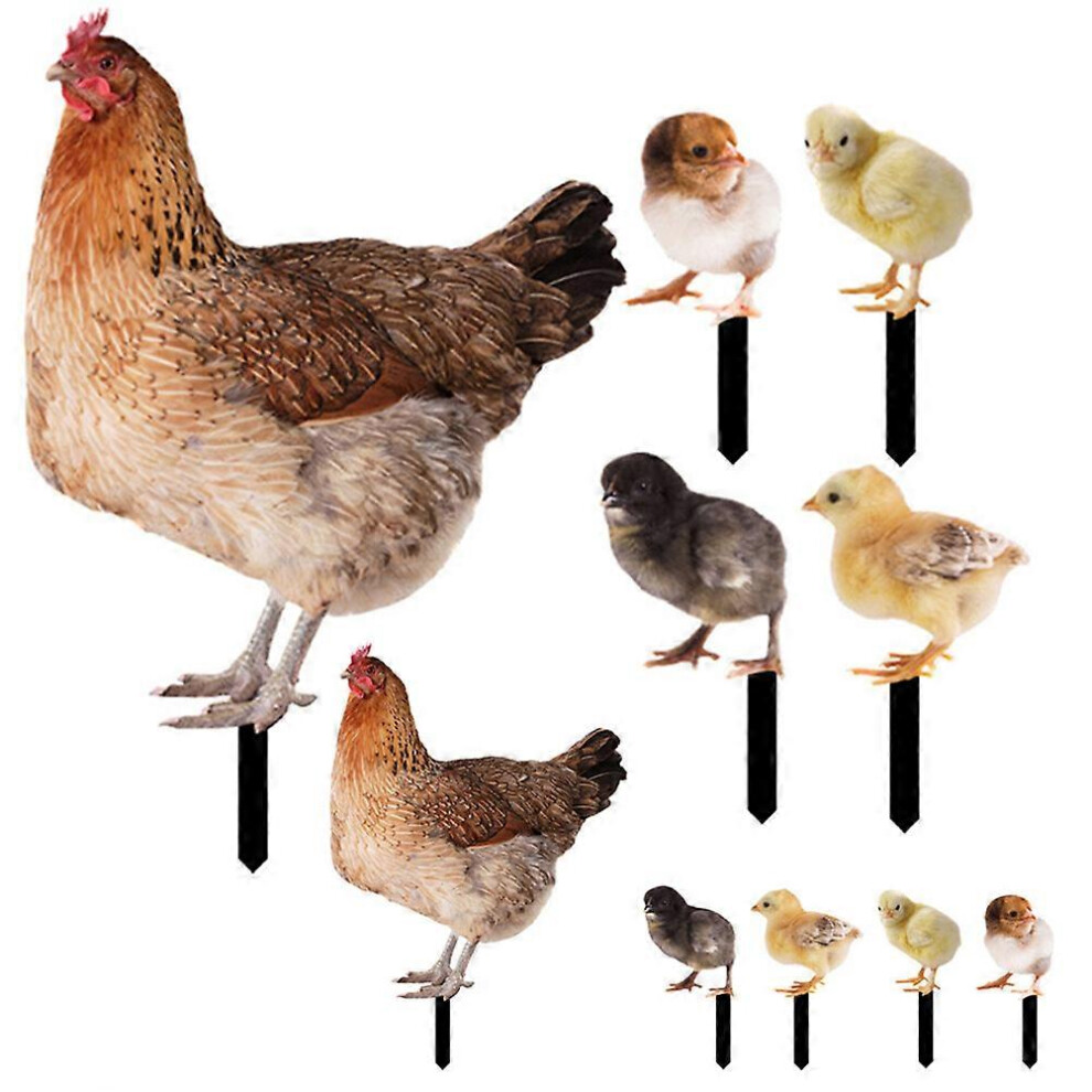 Kricely (As Show, One Size) 2 Sets Chicken Acrylic Stake Garden Acrylic Hen Chick Sign Acrylic Chicken Stake Lawn Decoration