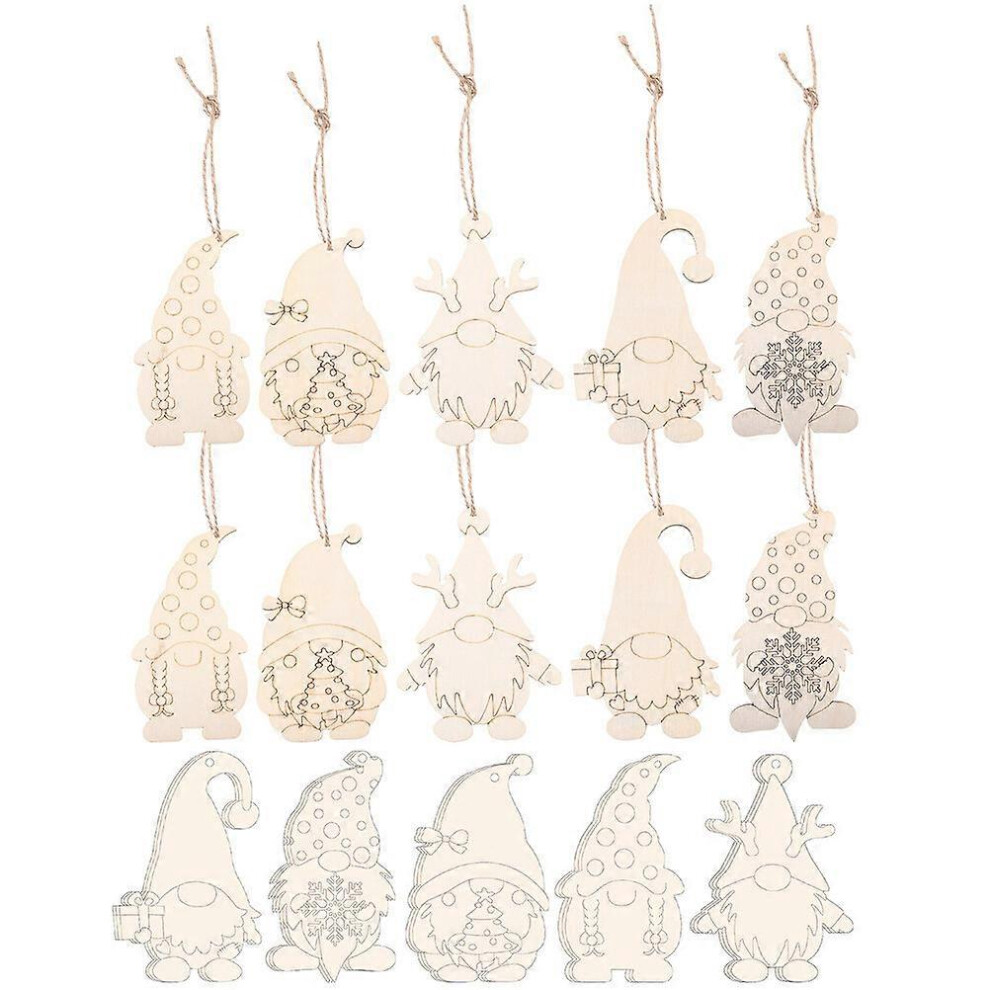 Kricely (As Show, One Size) 25 Sets Christmas Unfinished Ornaments Wooden Blank Gnome Unfinished Gnome Hangings