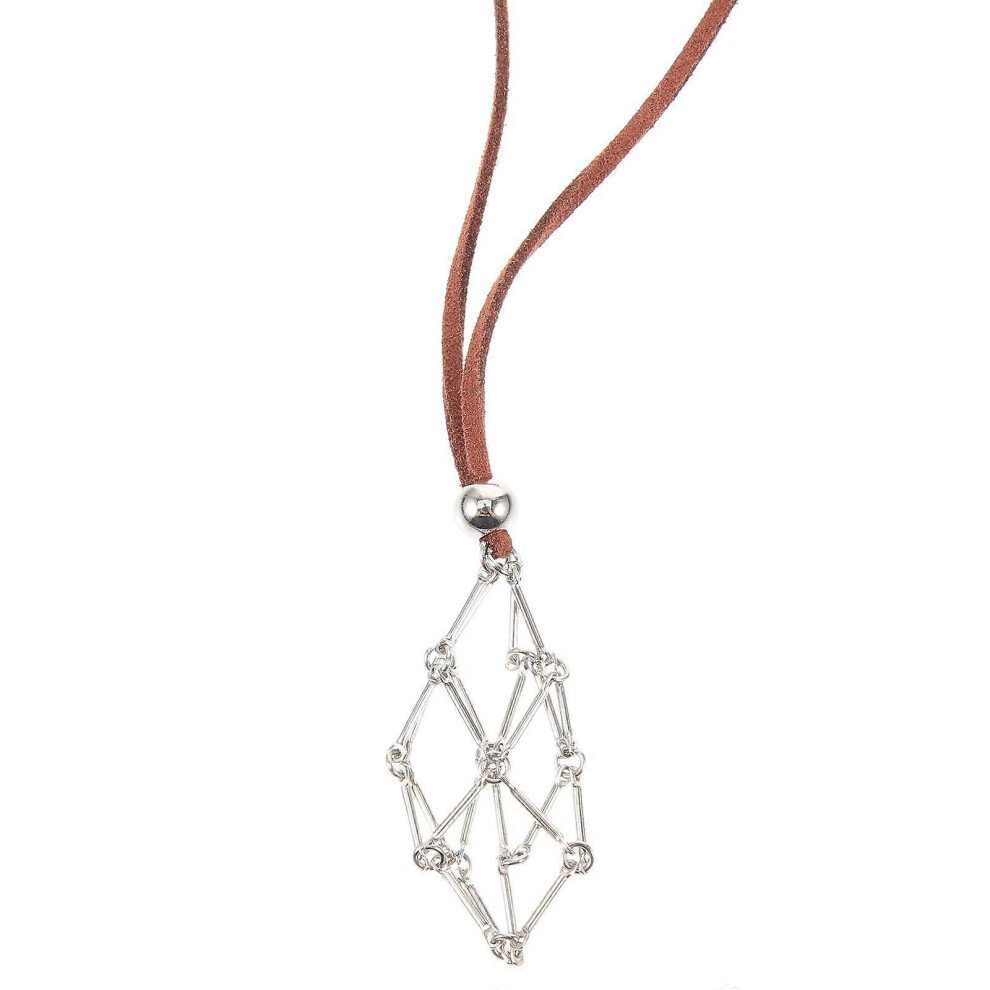 Kricely (As Show, One Size) Stone Holder Metal Necklace Hollow Crystal Holder Pendant Metal Cage Pendant For Crystal