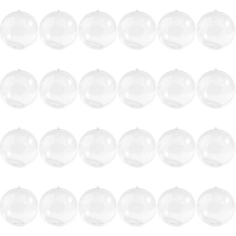 Kricely (4X4cm, One Size) 24Pcs Clear Christmas Hanging Ball Ornaments Fillable Xmas Ball Pendant Xmas Refill Ball Decorations