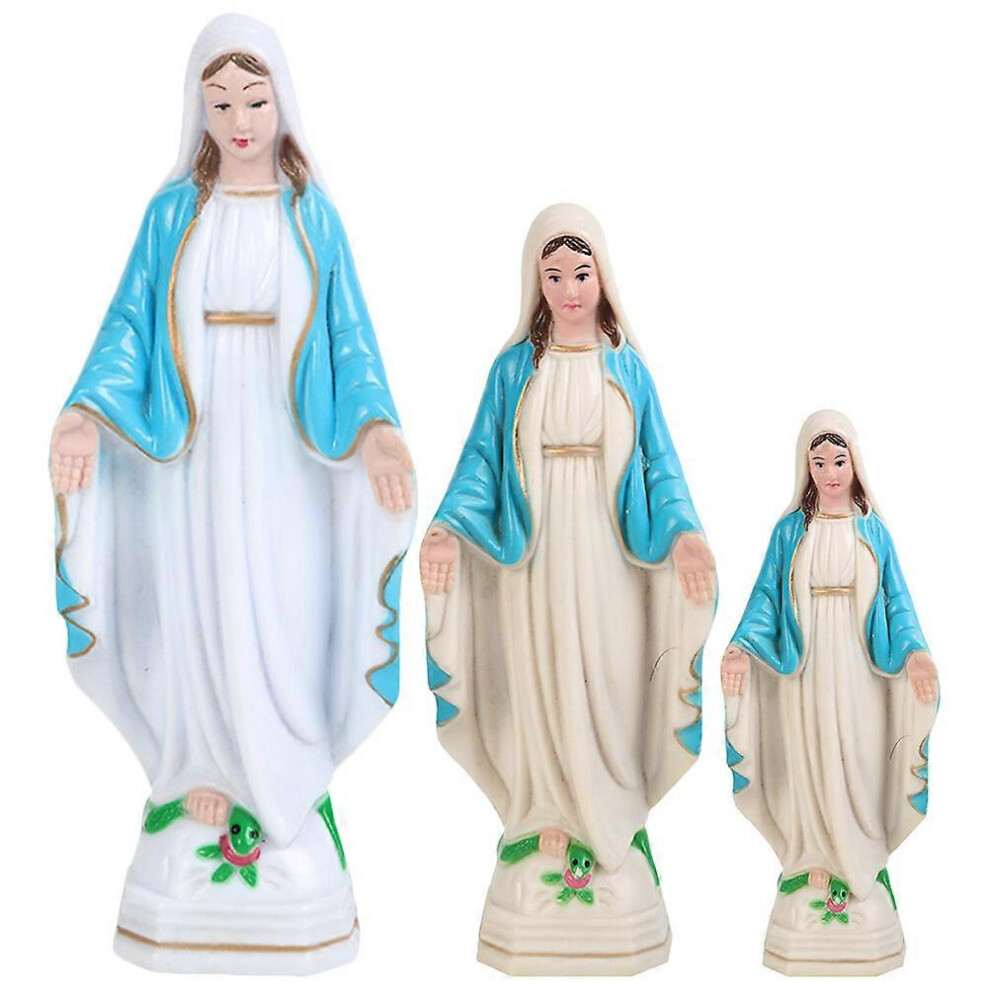 Kricely (As Show, One Size) 3Pcs Virgin Mary Statue Resin Catholic Religious Figurine Desktop Virgin Mary Statue Decoration