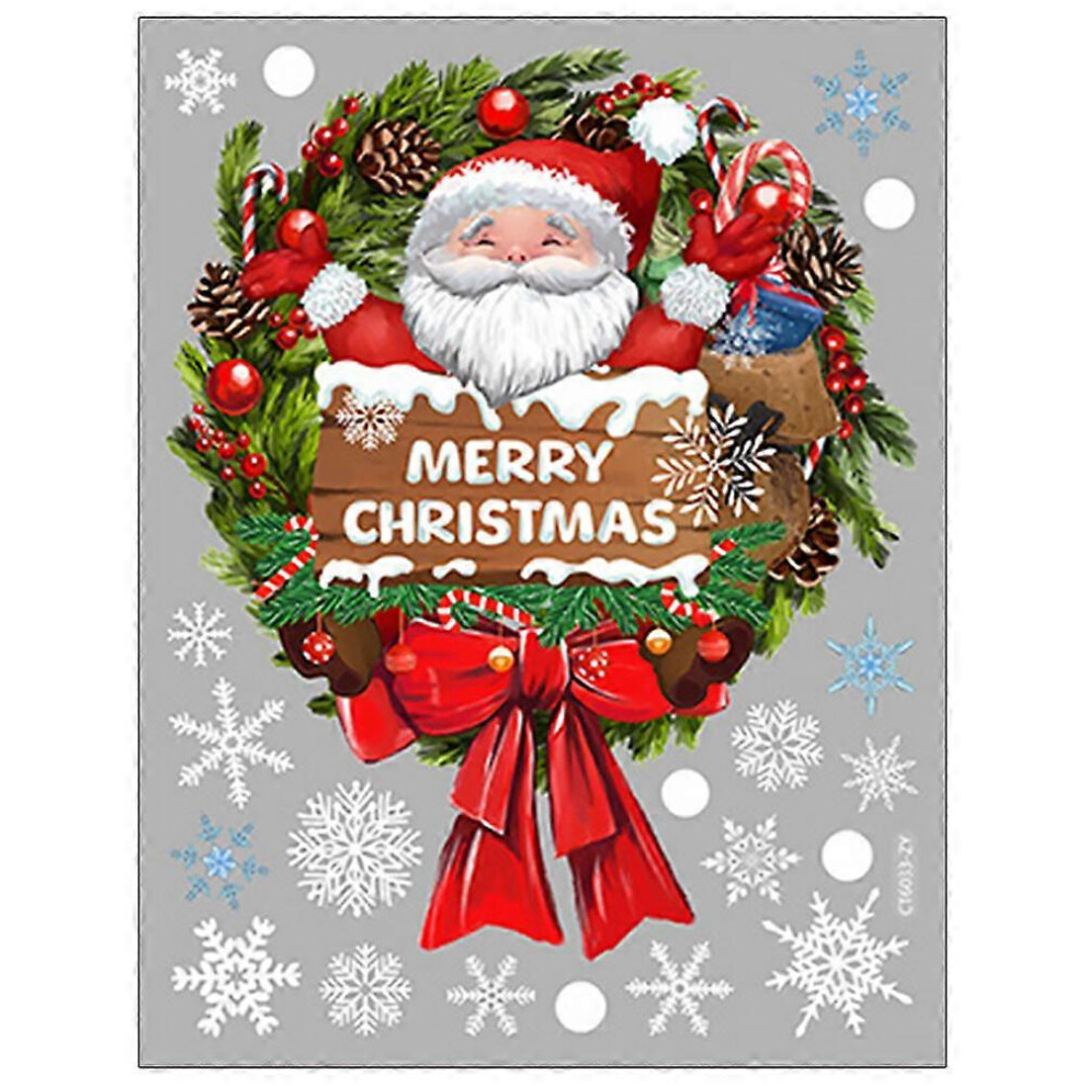 Kricely (As Show, One Size) Xmas Wreath Style Window Cling Christmas Window Sticker Wall Decal Shop Window Sticker