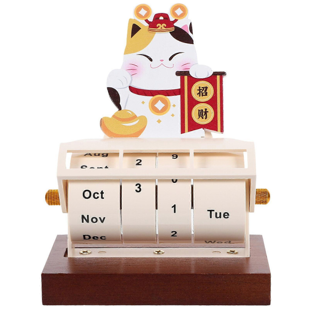 Kricely (As Shown 1, One Size) 1 Set Cartoon Wood Calendar Household Perpetual Calendar Office Wheeling Calendar Office Supply