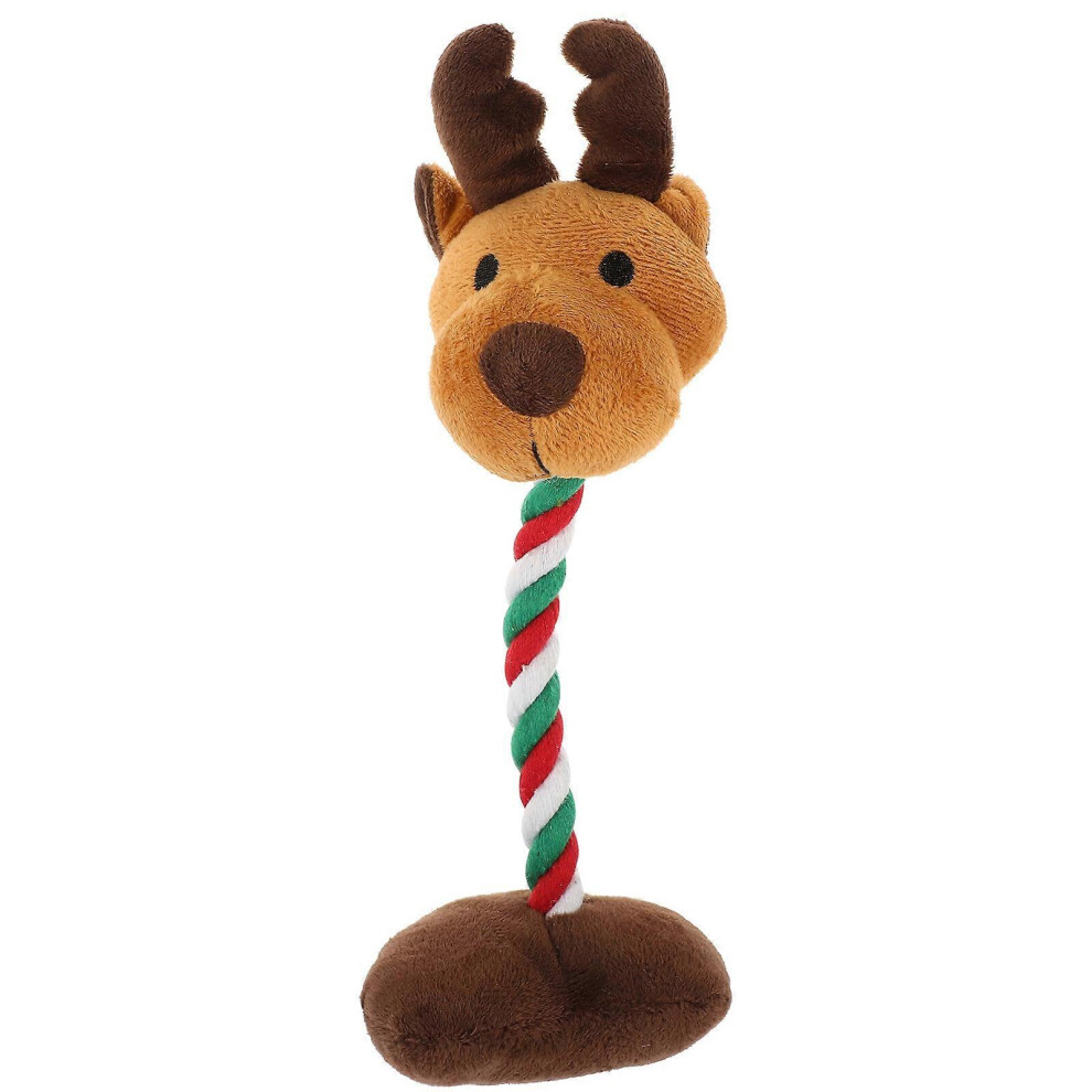 Kricely (As Show, One Size) Xmas Squeaky Dog Toy Elk Shaped Dog Chewing Plaything Puppy Teething Toy Pet Biting Toy