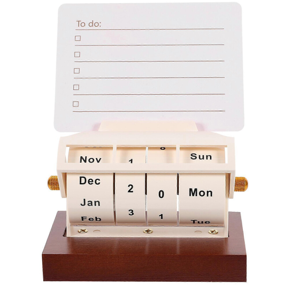 Kricely (As Shown 2, One Size) 1 Set Cartoon Wood Calendar Household Perpetual Calendar Office Wheeling Calendar Office Supply