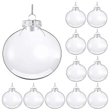 (8.00X8.00X4.00CM, White) 20pcs Transparent Christmas Ball Empty Diy Ball Decorations Christmas Tree Baubles