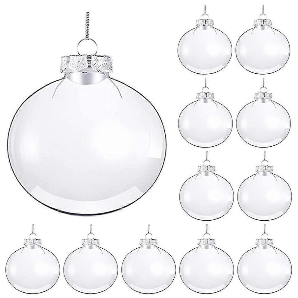 (8.00X8.00X4.00CM, White) 20pcs Transparent Christmas Ball Empty Diy Ball Decorations Christmas Tree Baubles-image-OPC-PH22CDN-NEW