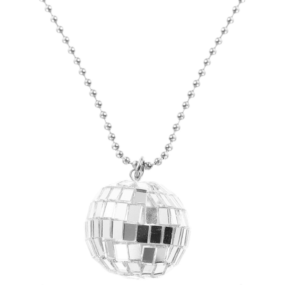 Kricely (As Show, One Size) Disco Ball Necklace Disco Party Necklace Halloween Party Hanging Necklace Stage Decor Prop