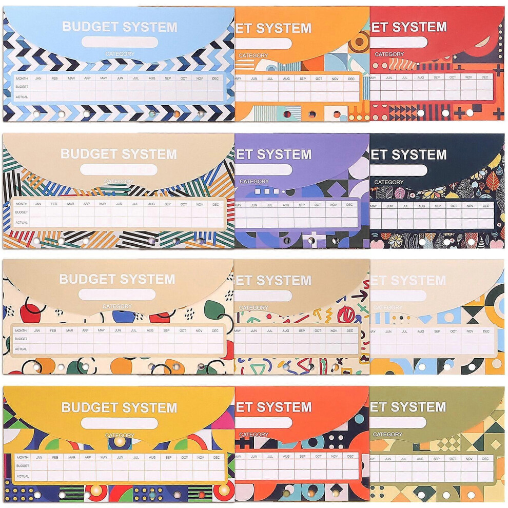 Kricely (As Show, One Size) 12Pcs Binder Cash Envelopes Loose-Leaf Budget Envelopes Decorative Money Envelopes Binder Supplies