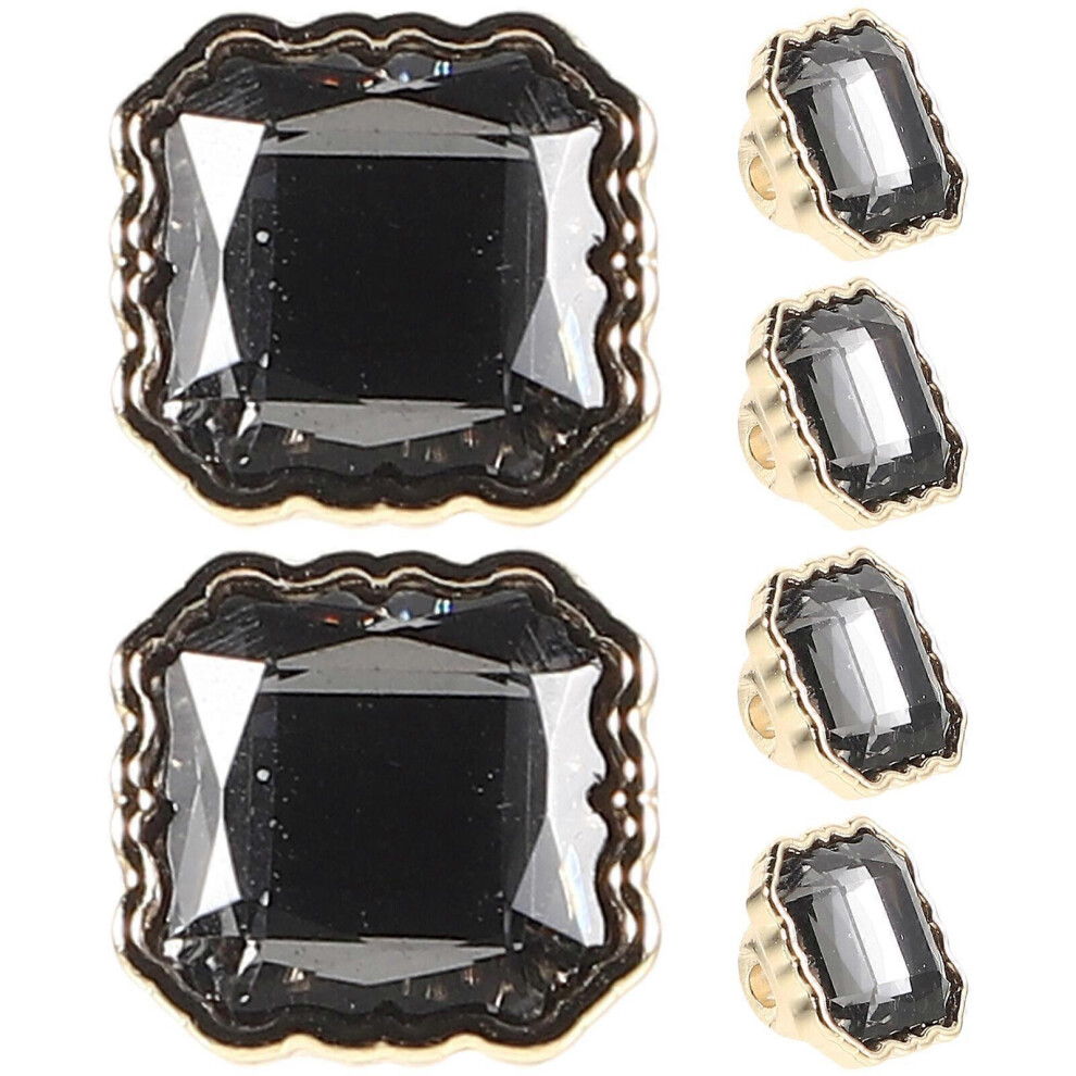 Kricely (As Show, One Size) 6Pcs Crafting Buttons Glass Metal Button Delicate Buttons Sewing Buttons Shiny Buttons