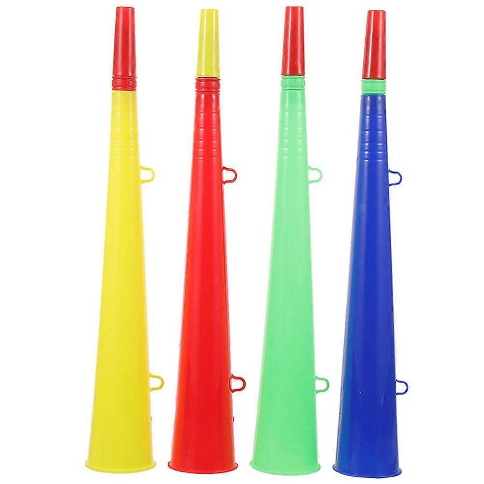 Kricely (As Show, One Size) 4Pcs Sports Game Plastic Trumpet Fans Props Party Concert Horn Ornaments Handle Trumpet