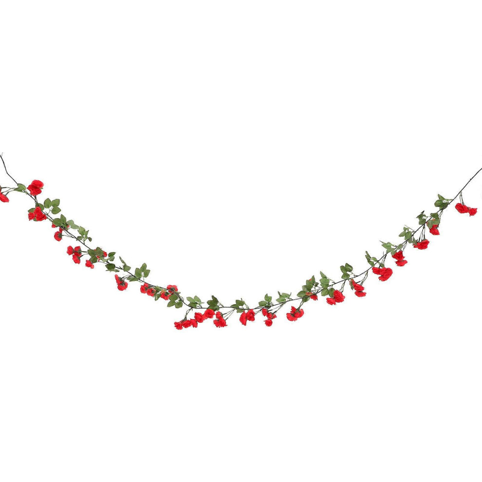 Kricely (, One Size) Simulation Rose Vine Artificial Rose Garland Fake Rose Vine Floral Garland Home Decor Red