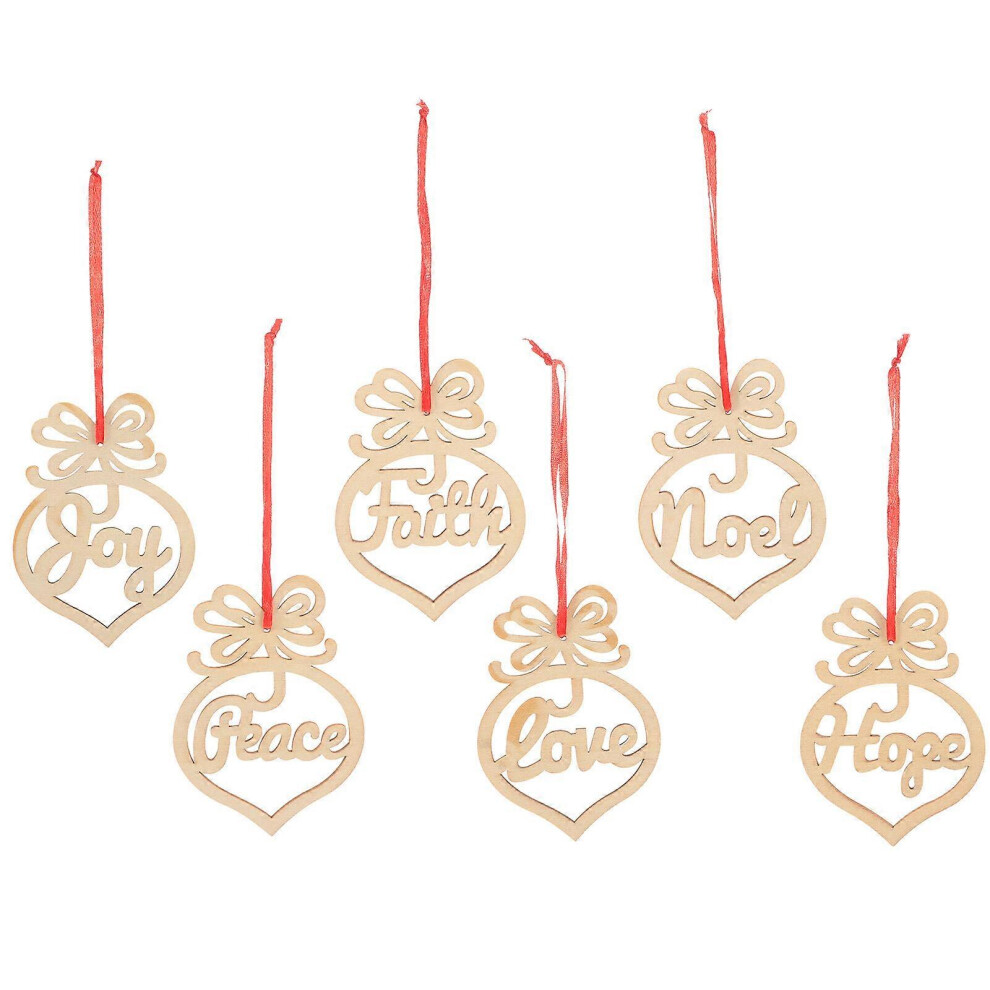 Kricely (As Show, One Size) 6Pcs Christmas Wood Cutouts Unfinished Blank Wood Cutouts Graffiti Embellishments