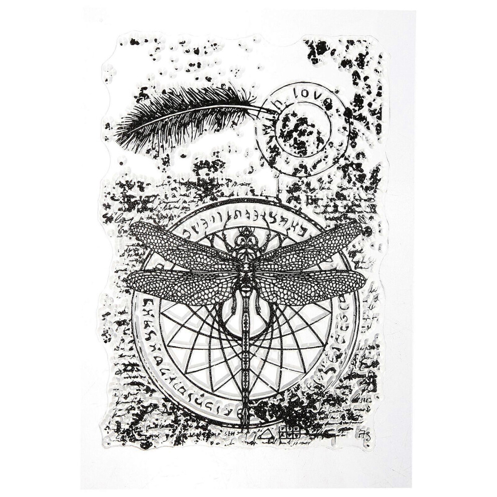 Kricely (As Show, One Size) Dragonfly Clear Stamp Dragonfly Background Silicone Stamp Scrapbooking Diy Clear Stamp Decor