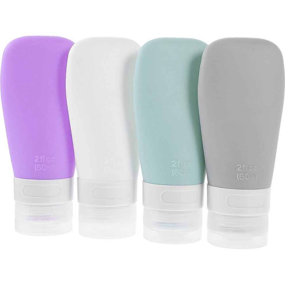 Kricely (As Show, One Size) 4 Pcs Silicone Shampoo Bottles Empty Lotion Bottles Travel Squeeze Bottles Refillable Lotion Bottles
