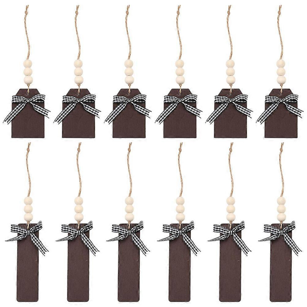 Kricely (As Show, One Size) 12Pcs Beading Blank Wooden Gift Tags Labels Unfinished Wooden Xmas Hanging Tags
