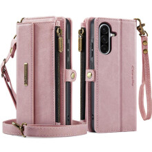 (Pink) Wallet Case for Samsung Galaxy A56 with Card Slots Rfid Blocking Pu Leather Detachable Stra