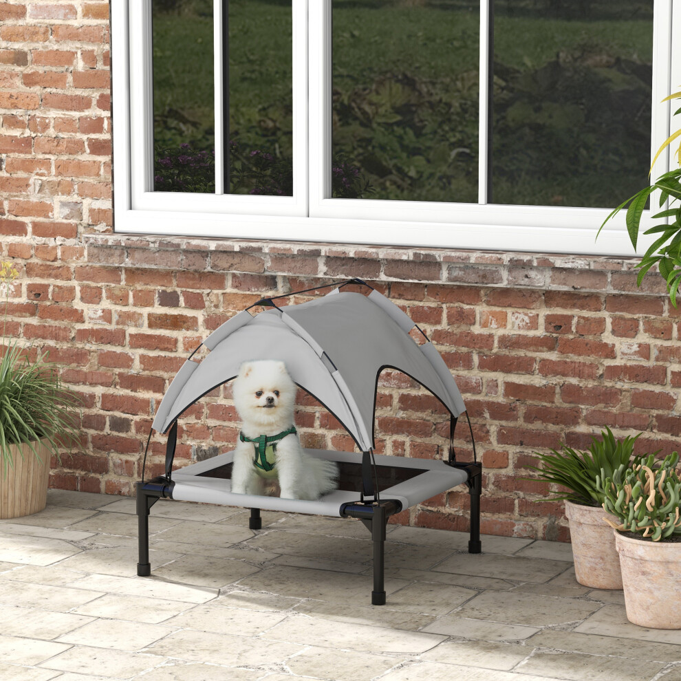 PawHut Cooling Raised Dog Bed w/ Breathable Mesh, for S, M Dogs - Light Grey