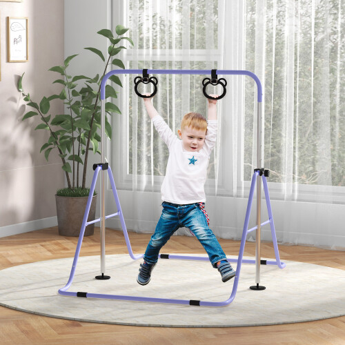 Homcom HOMCOM Adjustable Height Foldable Kids Gymnastics Bar, Purple