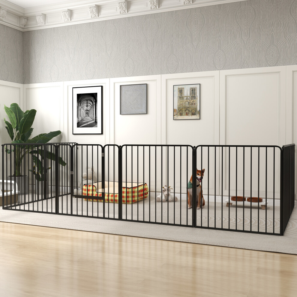 Pawhut 80Cm 8 Panels Heavy-Duty Dog Playpen For Small, Medium Dogs