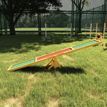 PawHut Wooden Pet Seesaw for Big Dogs - Anti-Slip Surface, Natural Finish, 50kg Capacity (D03-001)