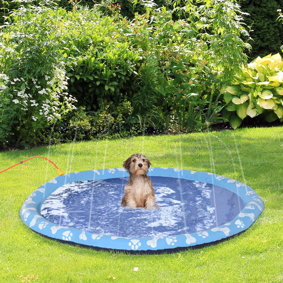 PawHut 170cm Splash Pad Sprinkler for Pets Dog Bath Pool Non-slip Outdoor Blue