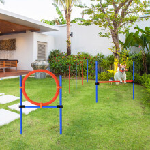 PawHut Pet Agility Set Training Dogs Outward Outdoor Play Hurdle Jump Hoop Pole