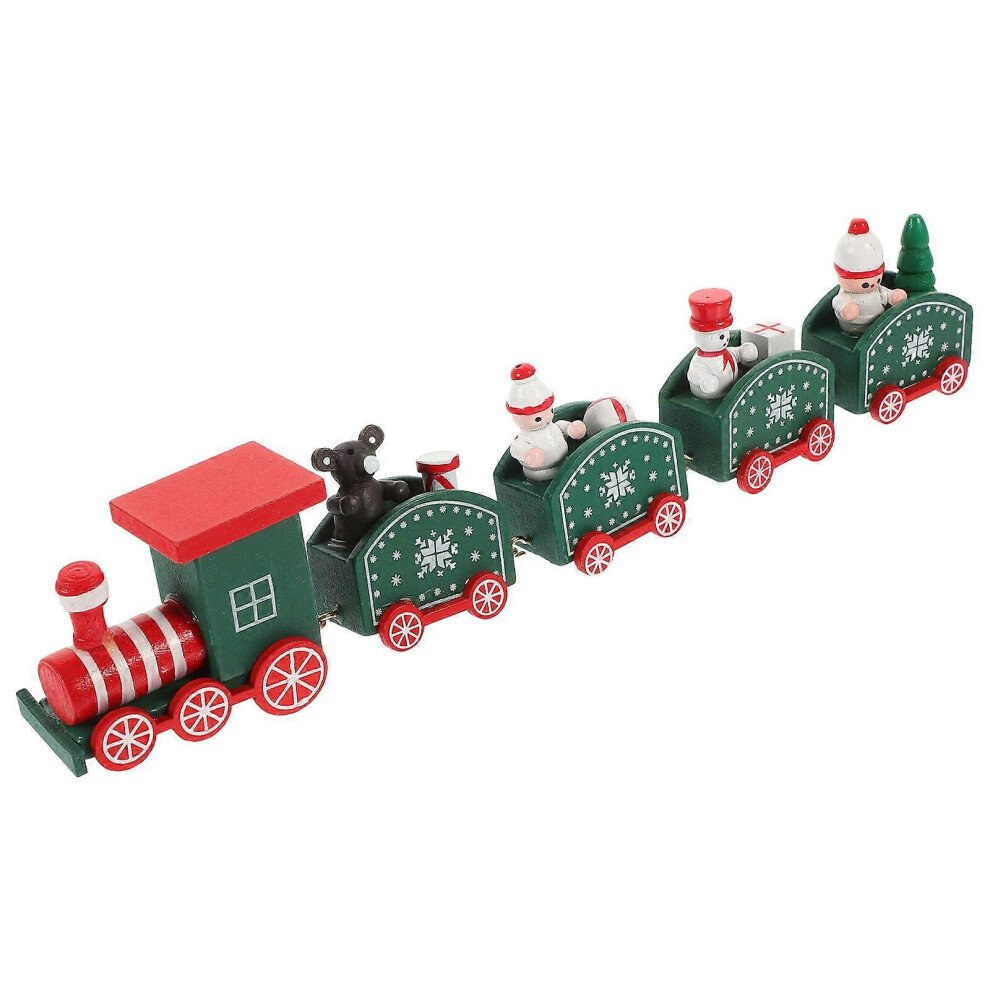 Photos - Garden & Outdoor Decoration  Wooden Train Toy Cartoon Train Model Christmas Home Decoration Festival Desktop Craft(Green, One size)