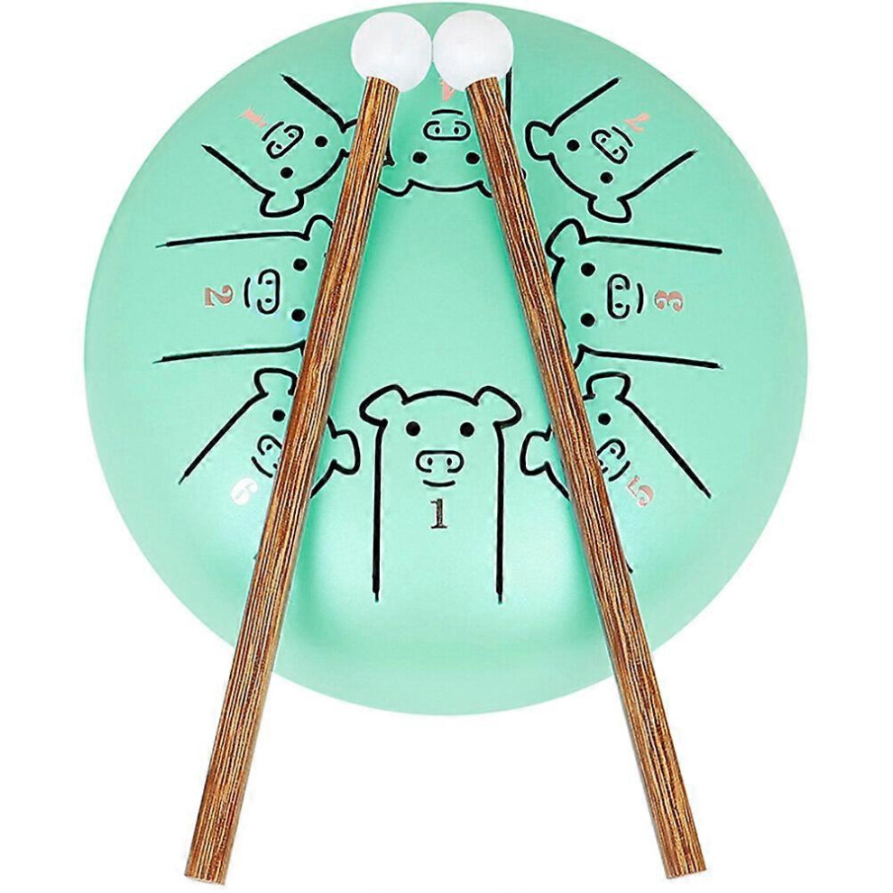 Kricely (, One Size) Tongue Drum 5.5 Inch Hand Drum Meditation Drum Percussion Instrument Accessory Green