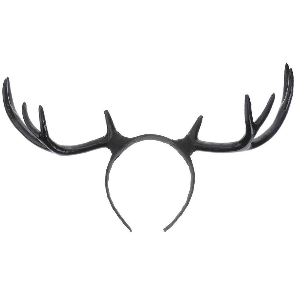 Kricely (As Show, One Size) Girls Antler Hairbands Women Deer Horn Ear Long Headband Elk Hair Crown Child Headpiece For Holloween Party Birthday Christm Black