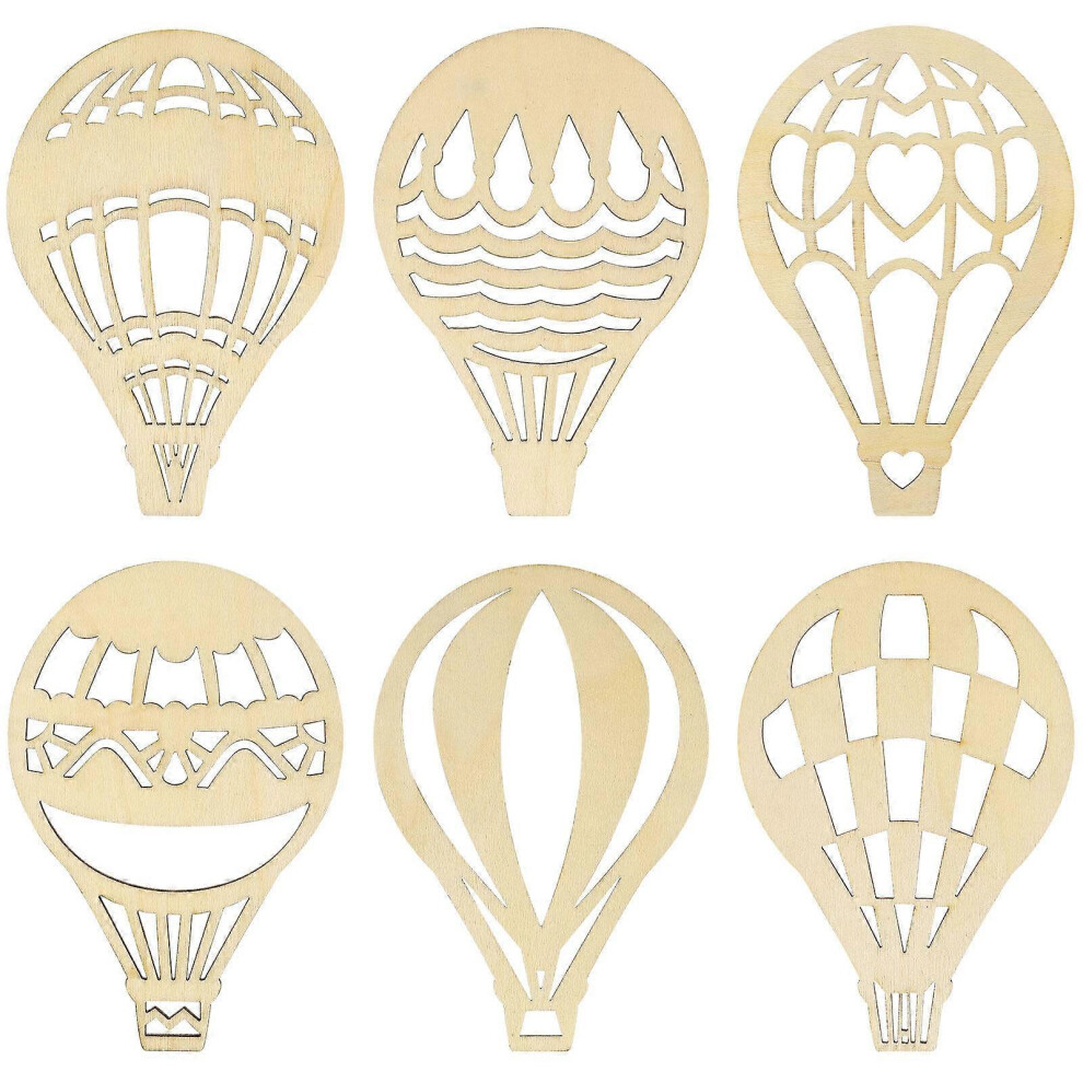 Kricely (As Show, One Size) 30Pcs Hot Air Balloon Wood Ornaments Unfinished Wood Blanks Paintable Graffiti Wood Slices Diy Crafts