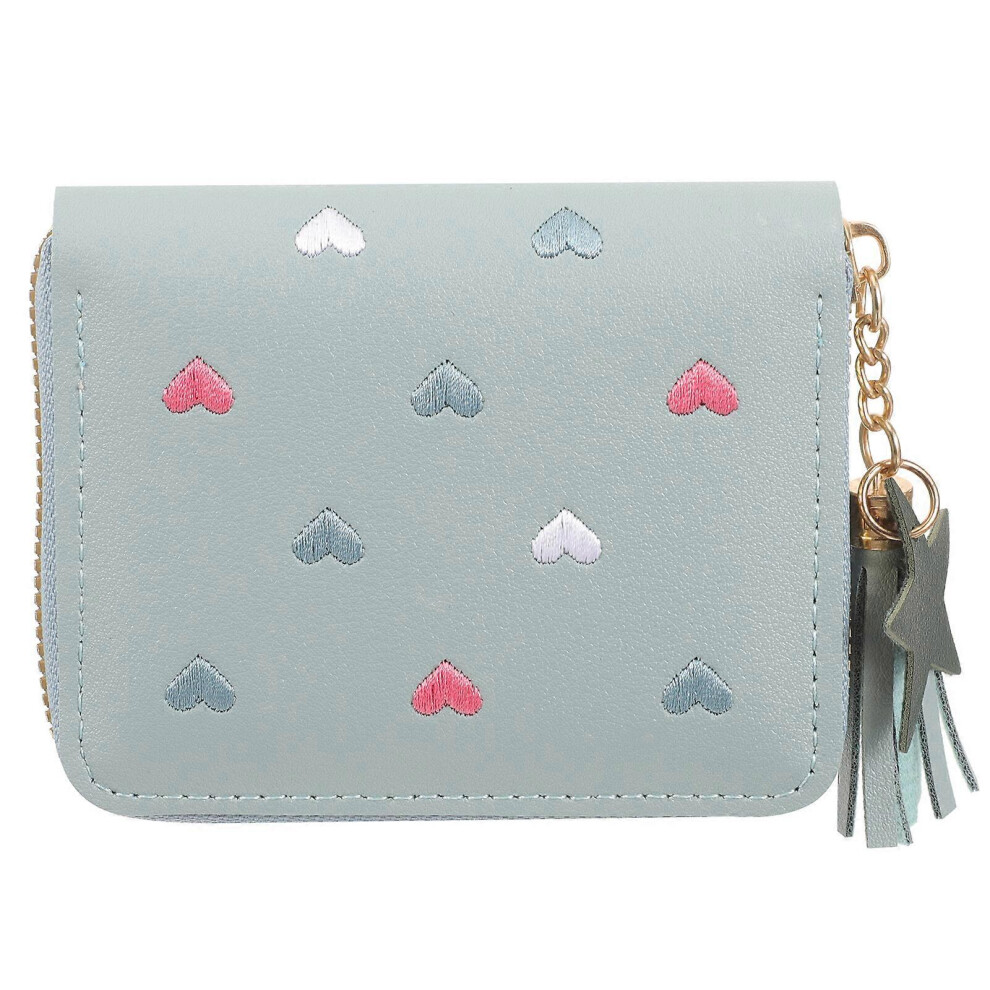 Kricely (Sky-, One Size) Pu Leather Wallet Women Small Coin Bag Change Purse Container With Tassel Pendant Blue