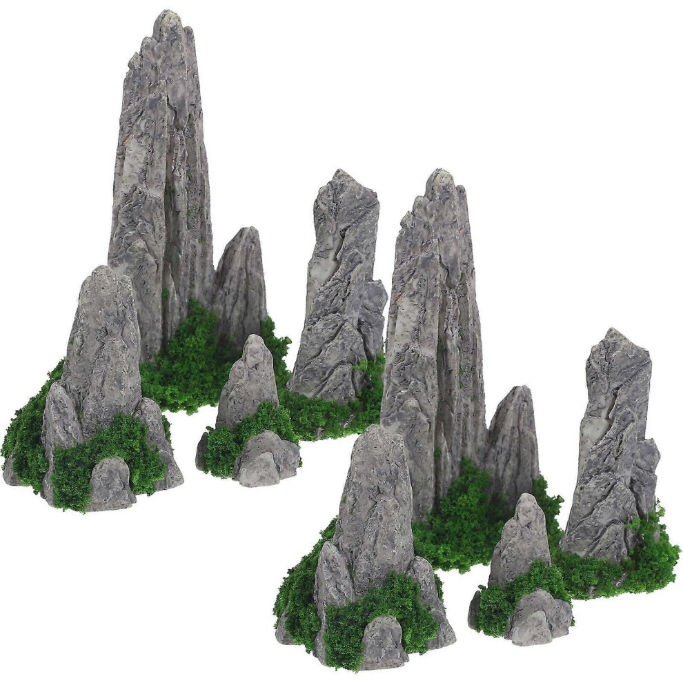Kricely (As Show, One Size) 8Pcs Desktop Rockery Decoration Bonsai Rockery Decor Miniature Rockery Decor For Micro Landscape