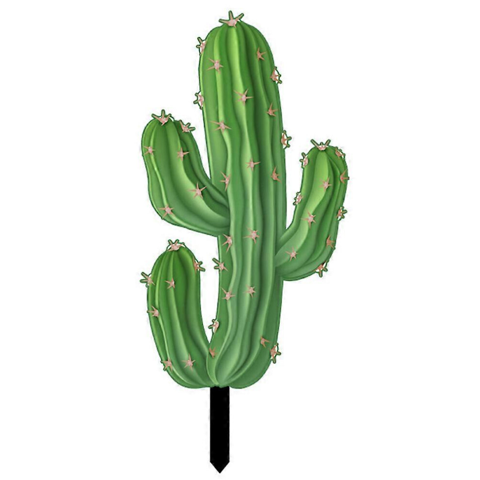 Kricely (25.00X10.87x0.30cm, ) Cactus Lawn Sign Stake Outdoor Garden Cactus Stake Sculpture Garden Inserted Stake Ornament Green