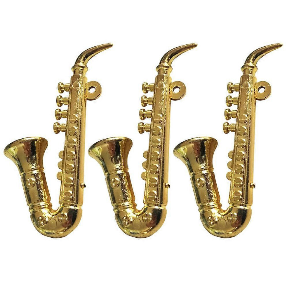 Kricely (As Show, One Size) 3Pcs 1:12 Doll House Musical Instrument Decoration Mini Instrument Toys For Home Kids Bedroom (Saxophone Style)